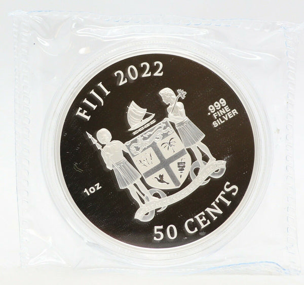 2022 Fiji Cats Colorized  1 Oz .999 Fine Silver Proof 50 Cents Coin Feline JN381