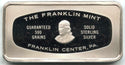 Christmas 1982 Art Bar 925 Silver ingot Medal 500 Grains Franklin Mint - A133