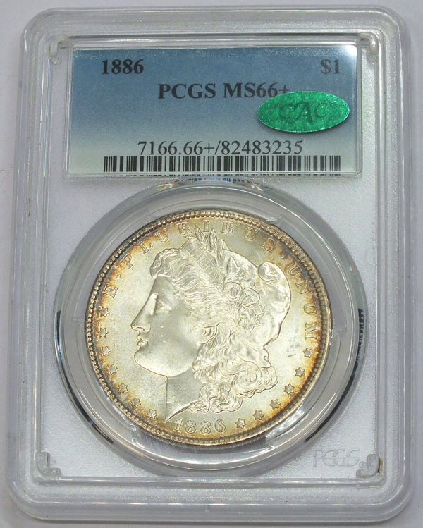 1886 Morgan Silver Dollar PCGS & CAC MS66+ Certified - Toning Toned - B74