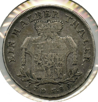 1789 German State Hessen Kassel Silver Coin - 1/2 Thaler Ein Halber - B35