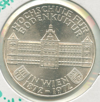 1972 Austria 100th Ann Institute Of Agriculture Silver 50 Schillings-KR511