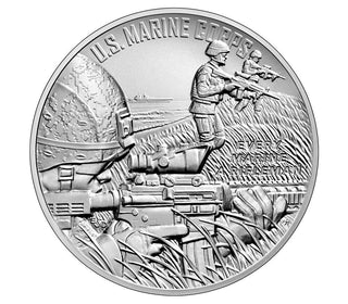 U.S. Marine Corps 2.5 Ounce Silver Medal US Mint OGP Round S22MD Forces - CC353