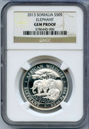 2013 Somalia Elephant 1/2 Oz Silver NGC Gem Proof 50 Shillings Coin - JN212