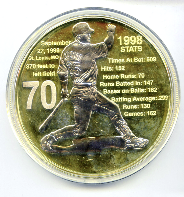 Mark McGwire #25 Baseball MLB Medal 999 Silver 6 oz Round Sports - DM556