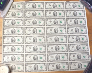 Uncut Sheet 1976 $2 Federal Reserve (32) Notes Atlanta Georgia Currency - B692