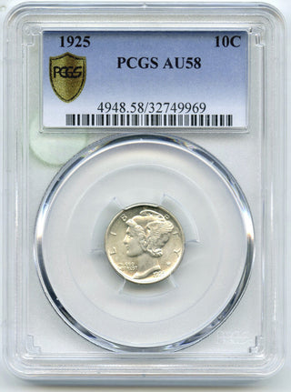 1925 Mercury Silver Dime PCGS AU58 Certified - Philadelphia Mint - G305