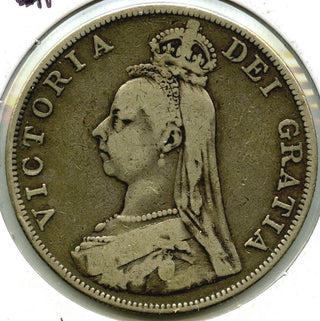 1889 Great Britain Silver Coin Crown Queen VICTORIA -DM257
