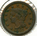 1850 Braided Hair Large Cent Penny - BT981
