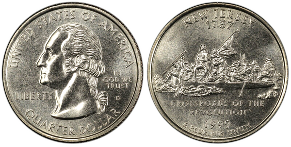 1999-D New Jersey Statehood Quarter 25C Uncirculated Coin Denver Mint State 006