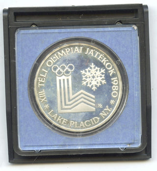1980 Lake Placid Silver Proof Coin Olympics Hungary 200 Forint Magyar Bank E164