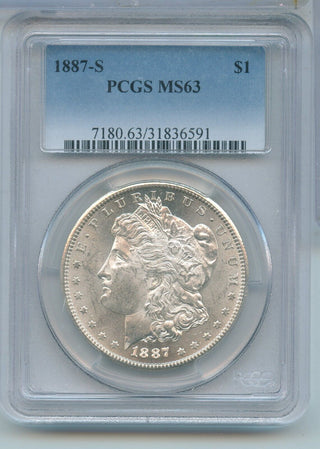 1887-S Silver Morgan Dollar $1 PCGS MS63 San Francisco Mint - KR651