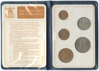1968 - 1971 BRITAIN'S FIRST DECIMAL COINS SET OF FIVE COINS UNC -DN544