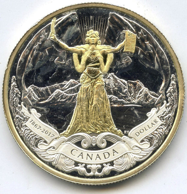 1867 - 2017 Canada Confederation $1 Gold Gilt Silver Coin Commemorative - B293