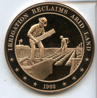 Irrigation Reclaims Arid Land 1902 Bronze Proof Art Medal - Franklin Mint JL208