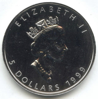 1999 Canada $5 Maple Leaf 9999 Fine Silver 1 oz Coin - Queen Elizabeth II - C338