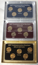 2007 State Quarters (3) Coin Sets - Philadelphia Denver Gold-plated - B490