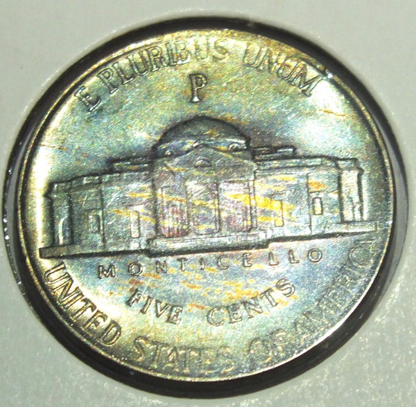 1944 Jefferson Silver Wartime Nickel - Toned Toning - Philadelphia Mint - CC580