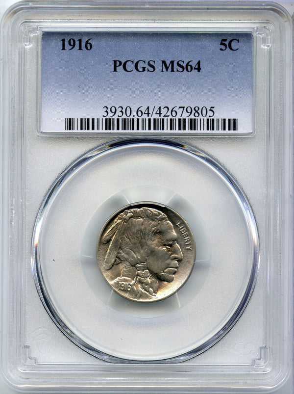 1916 Buffalo Nickel PCGS MS64 Certified -5 Cents- DM325