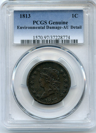 1813 Classic Head Large Cent PCGS AU Detail Copper Coin S-292 Penny - JJ527