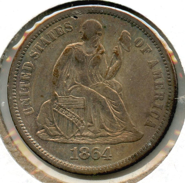 1864-S Seated Liberty Silver Dime - San Francisco Mint - CA687