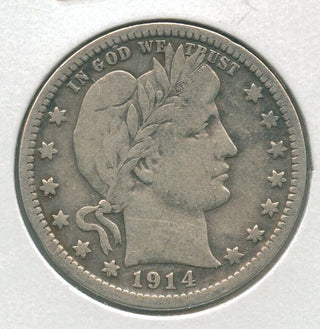 1914-D Silver Barber Quarter 25c Denver Mint - KR177
