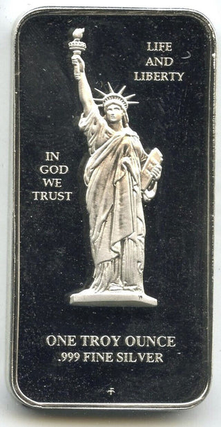 Life + Liberty In God We Trust 999 Silver 1 oz Ingot Bar Medal Millennium G912
