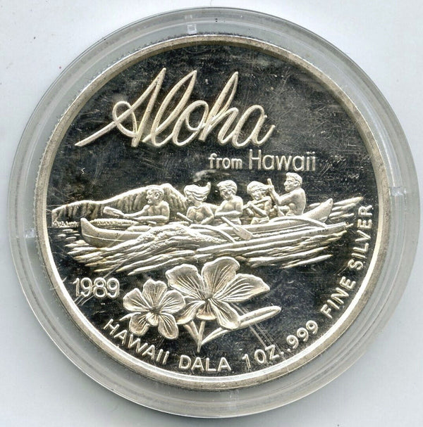 1989 Aloha Hawaii Lumahai Beach Kauai 999 Silver 1 oz Art Medal Round - B557