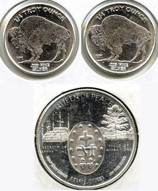 Buffalo Indian + Medjugorje Mary Jesus 999 Silver 1 oz Medal Lot Round - G899