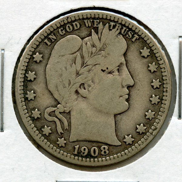 1908-O Barber Silver Quarter - New Orleans Mint - JL783