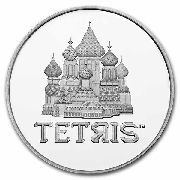 2021 Tetris 999 Silver 1 oz Basil Cathedral Arcade Video Game $2 Niue Coin JL676