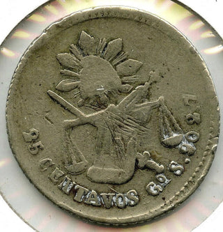 1882 Mexico Coin 25 Centavos - Republica Mexicana - B230