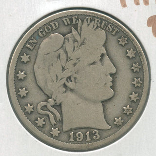 1913-D Silver Barber Half Dollar 50c Denver Mint  - KR317