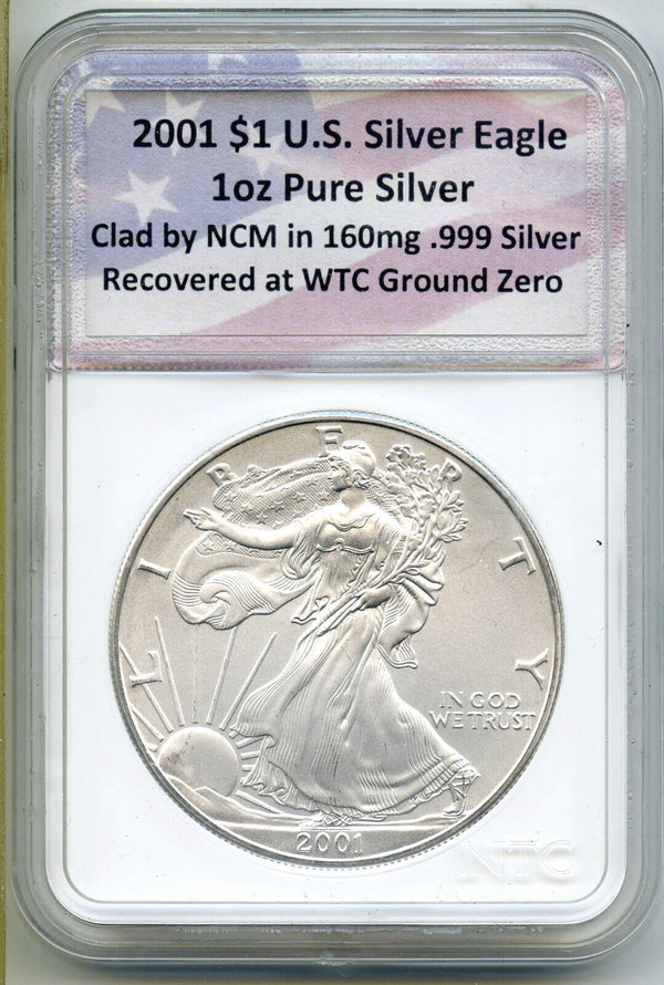 2001 American Eagle 1 oz Silver Dollar WTC Ground Zero 9/11 World Trade - A813