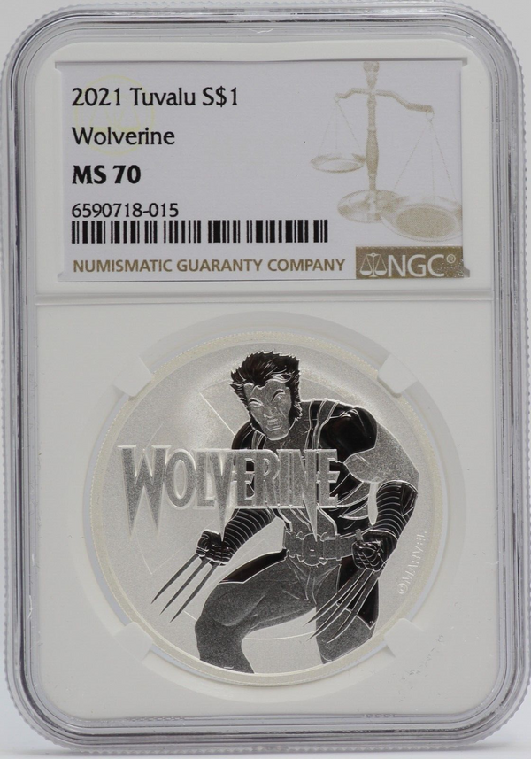 2021 Wolverine X-MEN 1 Oz Silver NGC MS70 Tuvalu $1 Coin MARVEL w/ Bag - JP074