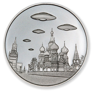 UFOs Over The Kremlin Russia Aliens 1 Oz 999 Silver Round Medallion Medal JP151