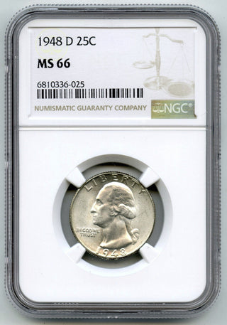 1948-D Washington Silver Quarter NGC MS66 Certified - Denver Mint - G64