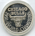 Chicago Bulls 1991 World Champions 999 Silver 1 oz Art Medal Round Trophy B98