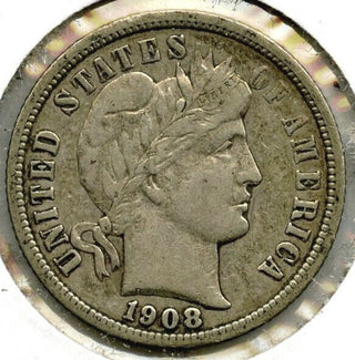 1908-D Barber Silver Dime - Denver Mint - B894