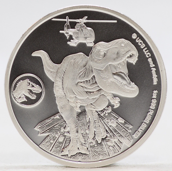 2022 Jurassic World Park 1 Oz .999 Fine Silver Coin Fiji 50 Cents BU - JN946