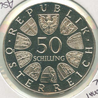 1966 Austria 150th Anniversary Of National Bank Silver Proof 50 Schillings-KR521