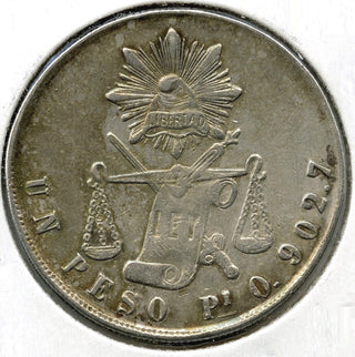 1872-PI Mexico Silver Coin Un Peso Potosi - Republica Mexicana - B542