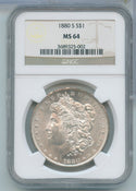 1880-S Silver Morgan Dollar $1 NGC MS64 San Francisco Mint - KR632
