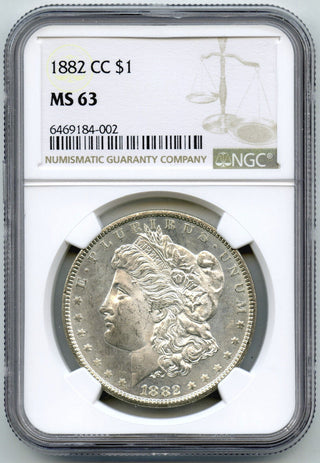 1882-CC Morgan Silver Dollar NGC MS63 Certified - Carson City Mint - E498