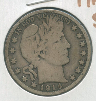 1914-S Silver Barber Half Dollar 50c San Francisco Mint  - KR321