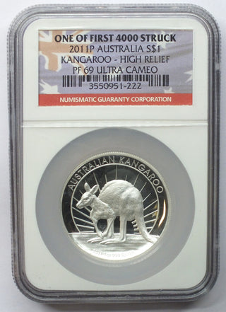 2011 Australia Kangaroo Silver 1 oz Coin NGC PF69 First Struck High Relief G195