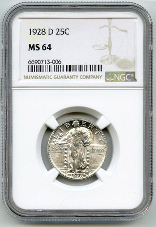 1928-D Standing Liberty Silver Quarter NGC MS64 Certified - Denver Mint - G382