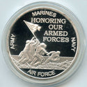USA Armed Forces 999 Silver 1 oz Medal Round Marine Navy Army Air Force Military