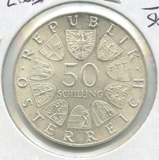 1965 Austria Silver 50 Schillings Vienna University- ASW .5787 -DN641