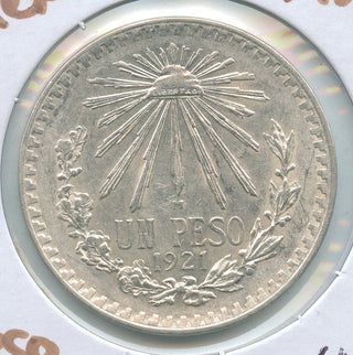 1921 Mexico Un 1 Peso Silver Coin .720 Moneda Plata - KR302