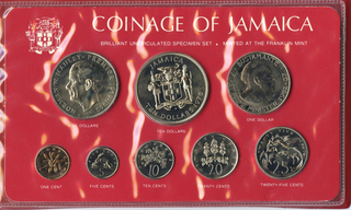 1975 Coinage of Jamaica Specimen 8-Coin Set - Columbus Manley Bustamante - E982